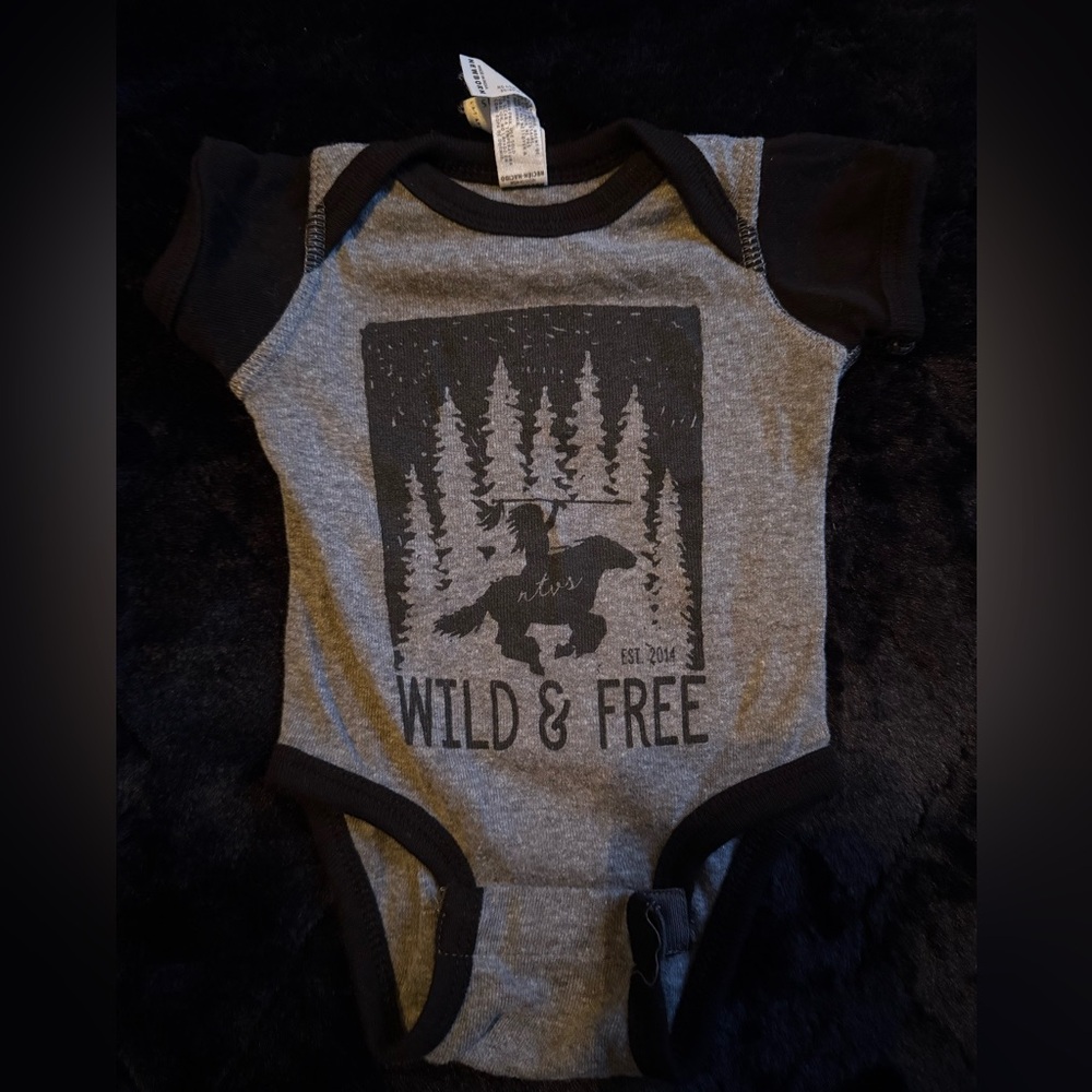 Wild & Free Gray and Black Kids One Piece